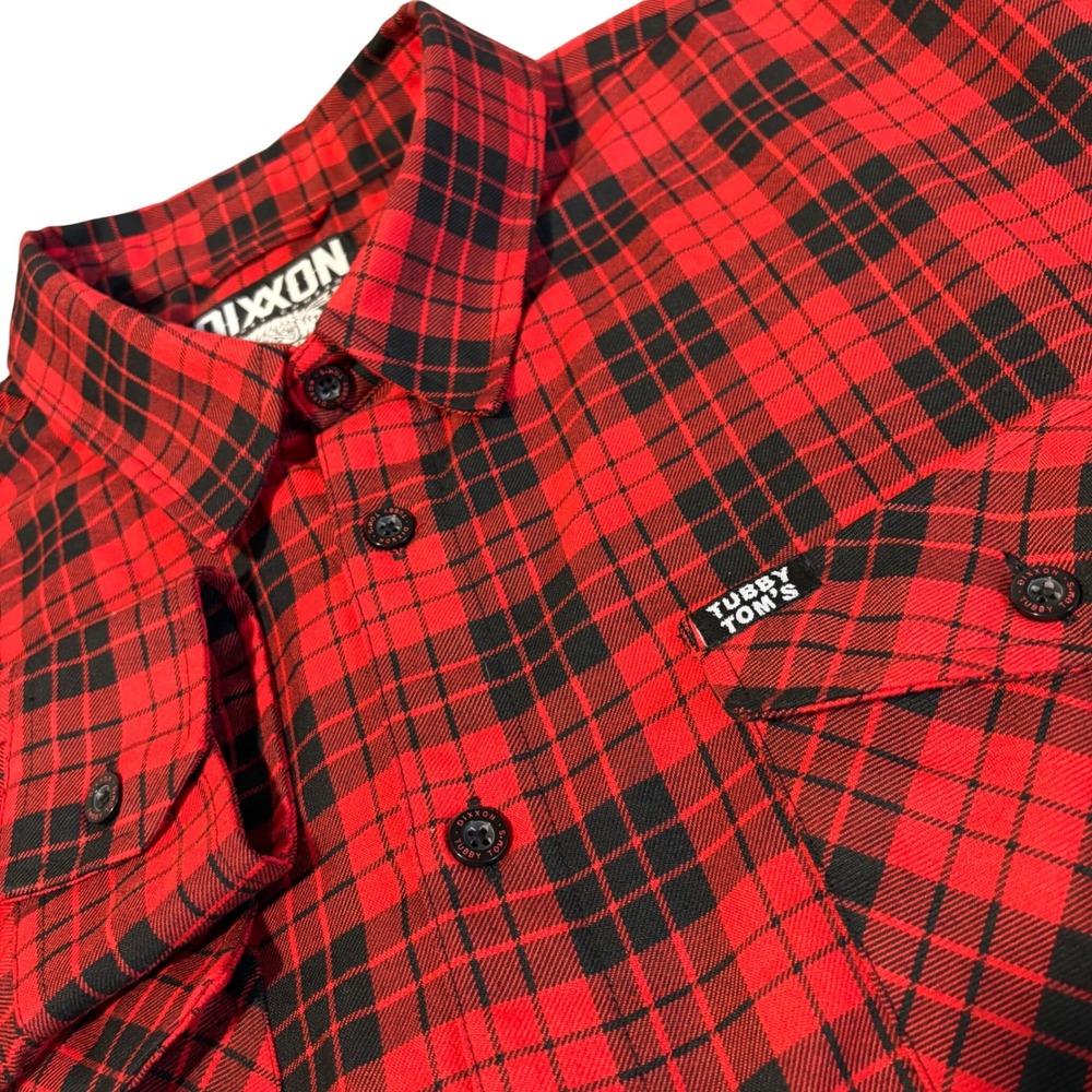 Dixxon Flannel Co Tubby Tom's Mens 3X‎ Red Black Plaid D-Tech Button Down Shirt